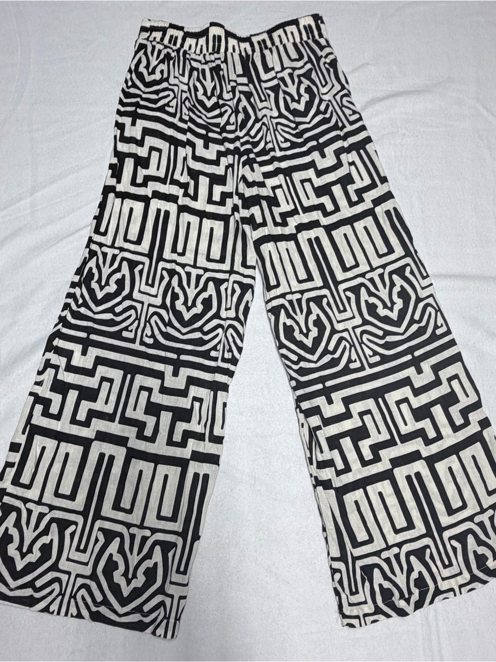 Rachel Zoe Black & White Geometric Wide-Leg Pants Sz S - Picture 4 of 6